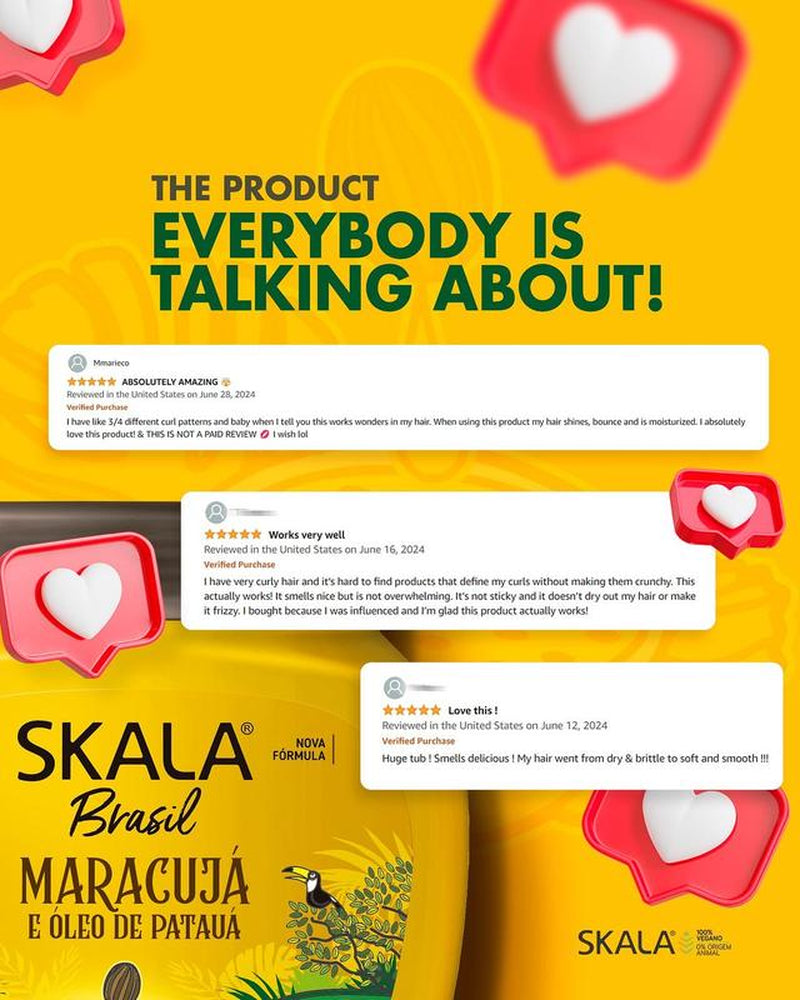 Skala Expert Mais Cachos & Passion Fruit PatauĆ” Oil Cream Set for Curly Haircare Vegan 35.27 Oz Each Moisturizing & Styling Products