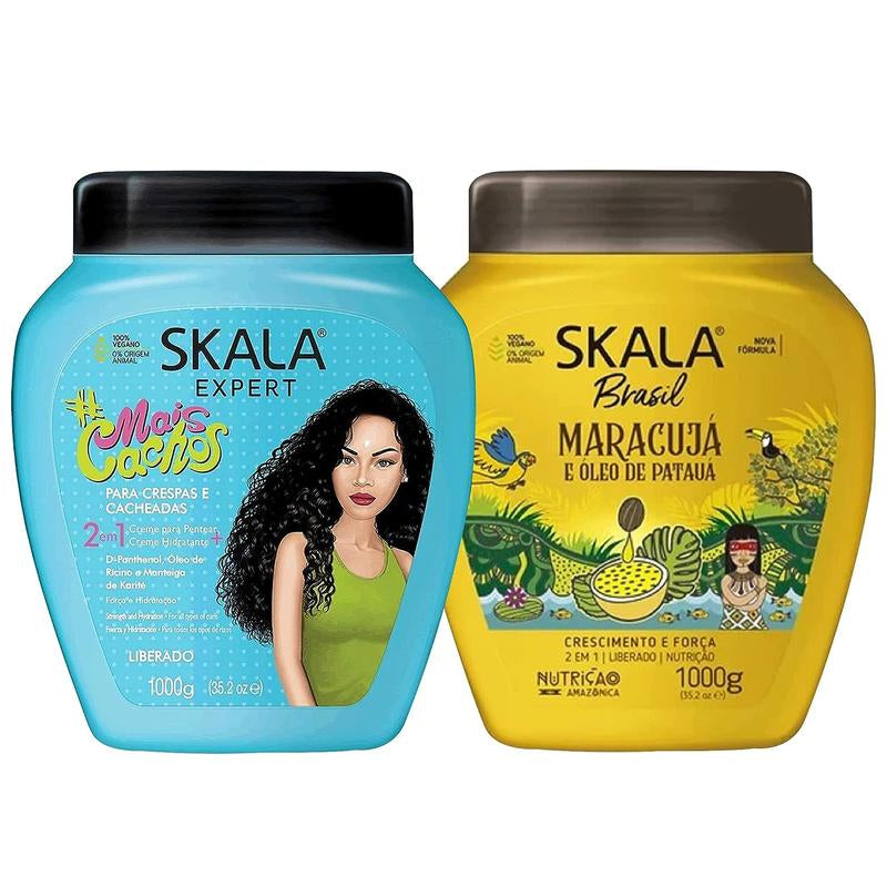 Skala Expert Mais Cachos & Passion Fruit PatauĆ” Oil Cream Set for Curly Haircare Vegan 35.27 Oz Each Moisturizing & Styling Products